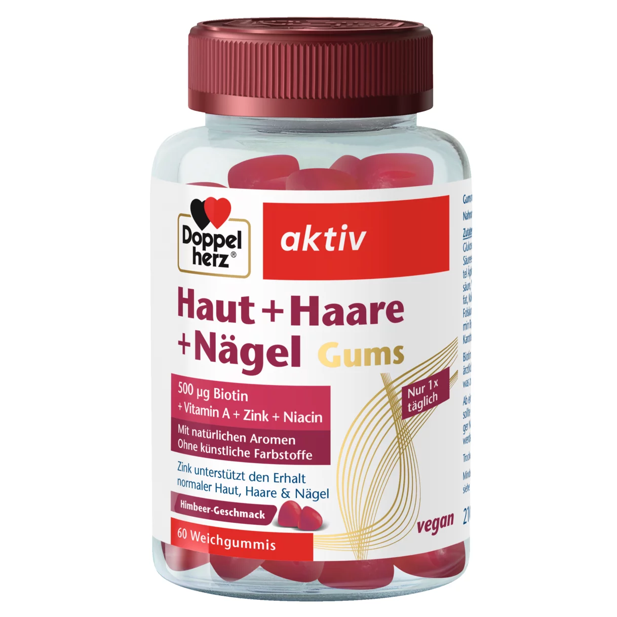 Abbildung der Produktverpackung Doppelherz aktiv Haut + Haare + Nägel Gums Frontansicht